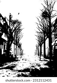 The illustrations and clipart. silhouette of nature landscape view