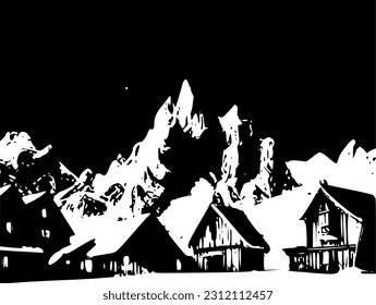 The illustrations and clipart. silhouette of nature landscape view