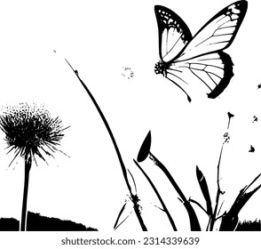 The illustrations and clipart. silhouette of nature landscape view