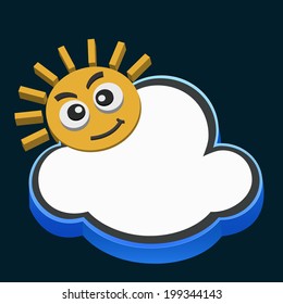 Illustrations of cloud and sun on dark background