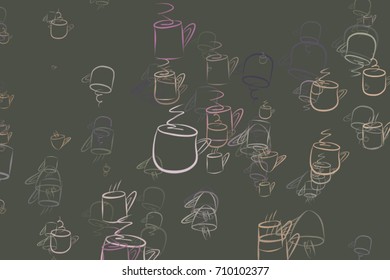 Illustrations of coffee cup. Good for web page, wallpaper, graphic design, catalog, texture or background. Cartoon style vector graphic.