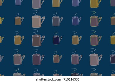 Illustrations of coffee cup. Good for web page, wallpaper, graphic design, catalog, texture or background. Cartoon style vector graphic.