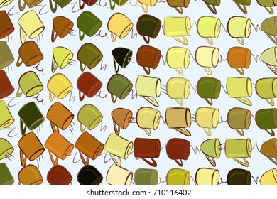 Illustrations of coffee cup. Good for web page, wallpaper, graphic design, catalog, texture or background. Cartoon style vector graphic.