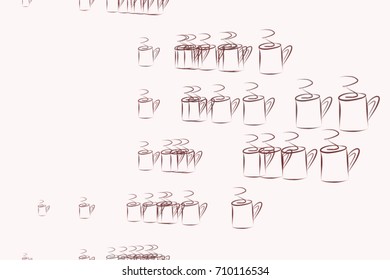 Illustrations of coffee cup. Good for web page, wallpaper, graphic design, catalog, texture or background. Cartoon style vector graphic.