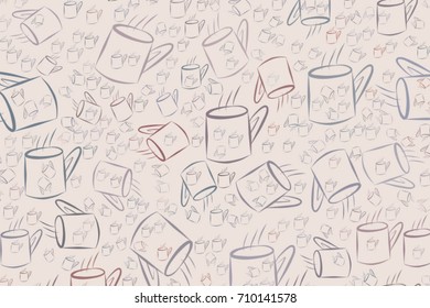 Illustrations of coffee cup. Good for web page, wallpaper, graphic design, catalog, texture or background. Cartoon style vector graphic.