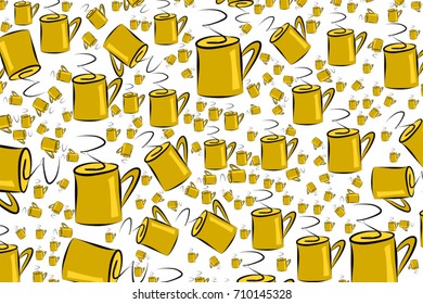 Illustrations of coffee cup. Good for web page, wallpaper, graphic design, catalog, texture or background. Cartoon style vector graphic.