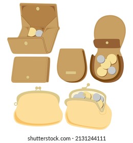 Illustrations of coin cases of various shapes.