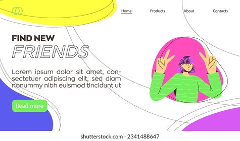 Illustrations for colorful website for young people. Web banners. Trendy vector flat style. Young asian woman. International day of young people.