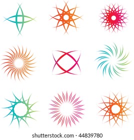 Illustrationen von Zeichen und Symbolen des Farblogos