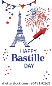 illustrations commemorating Bastille Day perfect for Bastille Day greetings, social media posts, event announcements, and other festive visual content.