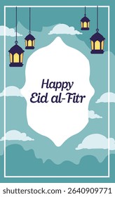illustrations commemorating Eid al-Fitr perfect for conveying the beauty and tranquility of Eid, suitable for digital greetings, social media banners, and reflective holiday content.