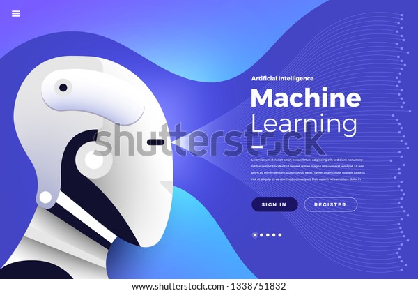 Illustrations concept  artificial intelligence\
AI. Technology working with smart brain computer and machine\
connecting device. Isometric vector illustrate. Website design\
landing page\
mockup.