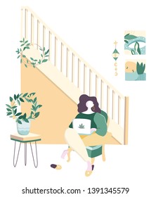 Illustrations concept corona virus COVID-19. The company allows employees to work from home to avoid viruses. Vector illustrate.