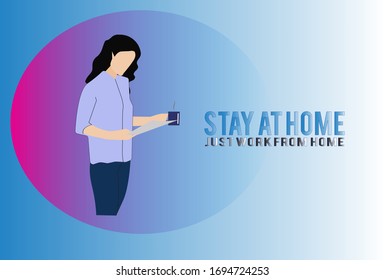 Illustrations concept coronavirus COVID-19. The company allows employees to work from home to avoid viruses. EPS10 Vector illustrate.