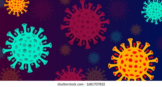 Illustrations concept coronavirus COVID-19. Corona virus 2019-nCoV pattern. Corona Virus in Wuhan, China, Global Spread, and Concept Stopping Corona Virus. 2020 lifestyle