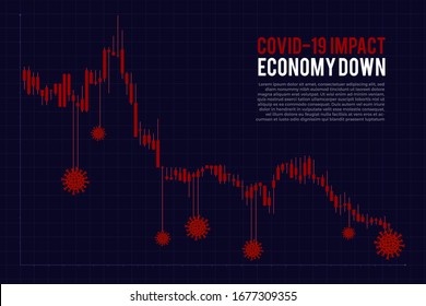 Illustrations concept coronavirus COVID-19 crysis. Economy down. Stock market down. Vector illustrate.