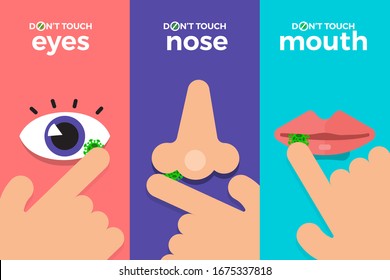 Illustrations concept coronavirus COVID-19. Do not touch hands, eyes, nose, mouth. Vector illustrate.