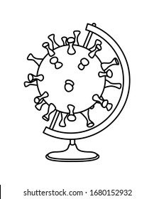 	
 Illustrationen Konzept Coronavirus COVID-19. Der Globus mit Coronavirus. Vektorillustration