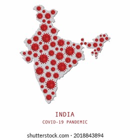 Illustrations concept COVID-19 pandemic in India , infection spread around India country map