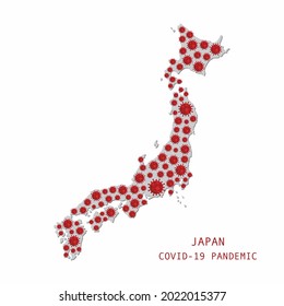 Illustrations concept COVID-19 pandemic in Japan , infection spread around Japan country map