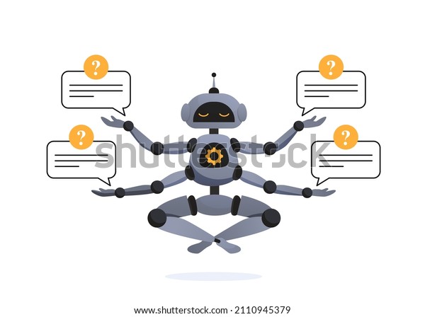 Illustrations Concept customer and operator,\
online technical support 24-7 for web page. artificial intelligence\
AI. Technology working with smart brain computer and machine\
connecting\
device.