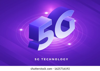 Illustrations concept design 5G technology Increase connection efficiency to internet of things and device with highspeed. Vector illustrate.