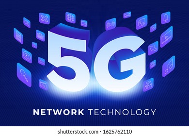 Illustrations concept design 5G technology Increase connection efficiency to internet of things and device with highspeed. Vector illustrate.