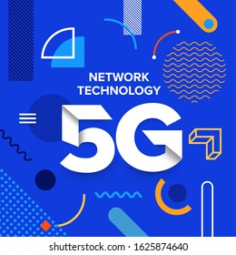 Illustrations concept design network 5G technology. Typography 5G on abstract background. Vector illustrate.