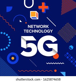 Illustrations concept design network 5G technology. Typography 5G on abstract background. Vector illustrate.