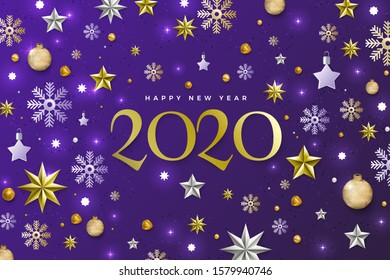 Illustrations concept design number of happy new year 2020. celebration graphic design. Vector Illustrate.
