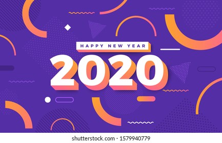 Illustrations concept design number of happy new year 2020. celebration graphic design. Vector Illustrate.