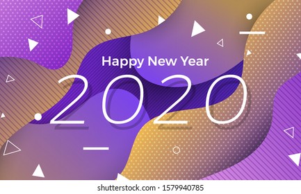 Illustrations concept design number of happy new year 2020. celebration graphic design. Vector Illustrate.