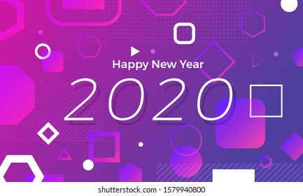 Illustrations concept design number of happy new year 2020. celebration graphic design. Vector Illustrate.