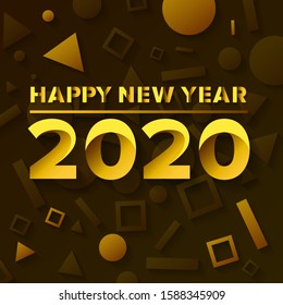 Illustrations concept design number of happy new year 2020. celebration graphic design. Vector Illustrate.