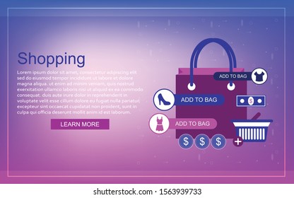 Illustrations concept design online shopping. Shopper use internet device buy product e-commerce.