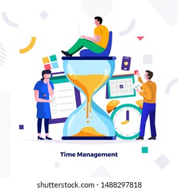 Illustrations concept design of time management. businessman can comtrol work and life. Use for banner website and content. Vector illustrate.