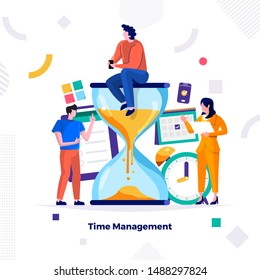 Illustrations concept design of time management. businessman can comtrol work and life. Use for banner website and content. Vector illustrate.