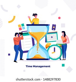 Illustrations concept design of time management. businessman can comtrol work and life. Use for banner website and content. Vector illustrate.