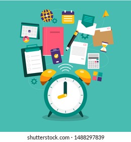 Illustrations concept design of time management. businessman can comtrol work and life. Use for banner website and content. Vector illustrate.