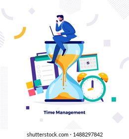 Illustrations concept design of time management. businessman can comtrol work and life. Use for banner website and content. Vector illustrate.