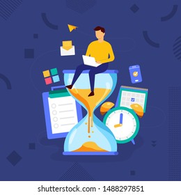 Illustrations concept design of time management. businessman can comtrol work and life. Use for banner website and content. Vector illustrate.