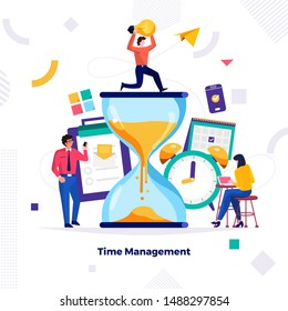 Illustrations concept design of time management. businessman can comtrol work and life. Use for banner website and content. Vector illustrate.