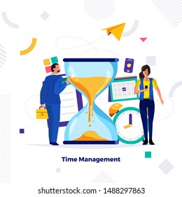 Illustrations concept design of time management. businessman can comtrol work and life. Use for banner website and content. Vector illustrate.