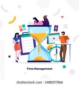 Illustrations concept design of time management. businessman can control work and life. Use for banner website and content. Vector illustrate.