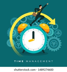 Illustrations concept design of time management. businessman can comtrol work and life. Use for banner website and content. Vector illustrate.