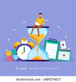 Illustrations concept design of time management. businessman can comtrol work and life. Use for banner website and content. Vector  