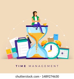 Illustrations concept design of time management. businessman can comtrol work and life. Use for banner website and content. Vector 