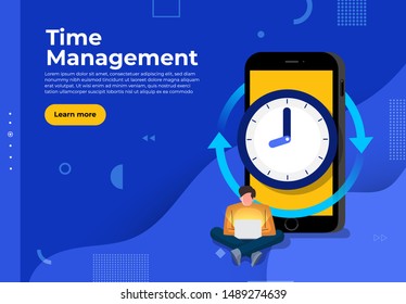 Illustrations concept design of time management. businessman can control work and life. Use for banner website and content. Vector illustrate.