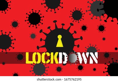 Illustrations concept Novel Coronavirus COVID-19, 2019-nCov Lockdown. Virus from Wuhan China vector. Virus infections prevention logo and symbol. Lockdown to prevent spreading virus.