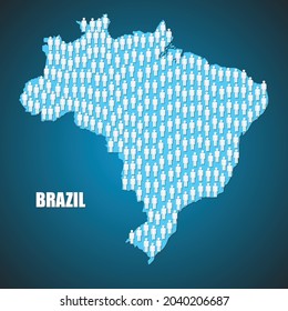 Illustrations concept - People symbols in shape of map of Brazil , overpopulation concept